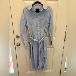 Alex Marie Pinstripe Tie Waist Button Midi Dress Size Small